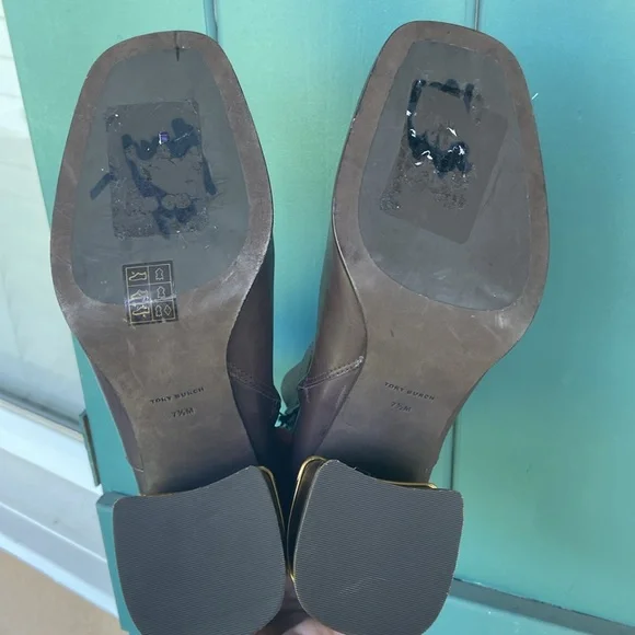 Tory Burch Brown Ankle Boots with Gold Accent - Picture 6 of 7